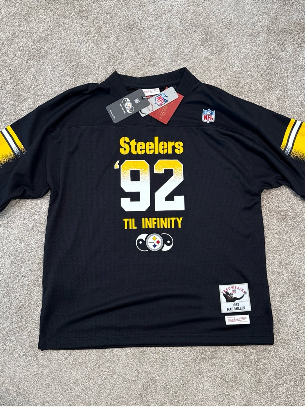 Men’s Size Large Pittsburgh Steelers Mitchell & Ness Mac Miller Jersey Black